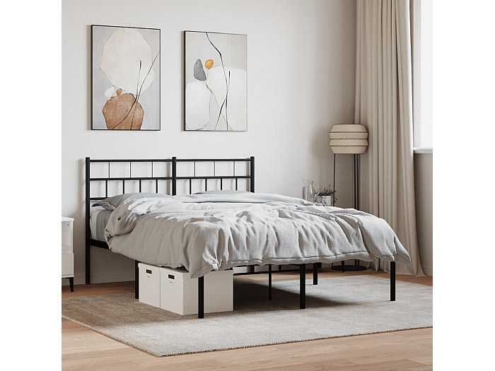 Letto matrimoniale con Testiera in Metallo Nero 120x190 cm CFW216333