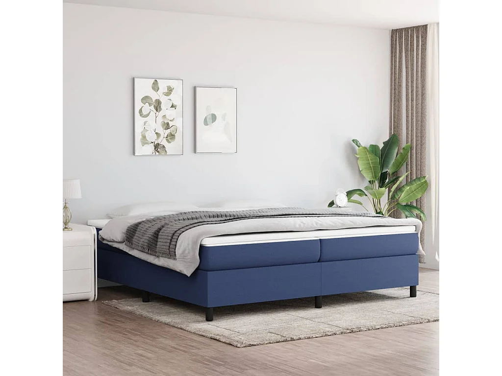 Lit adulte Bleu 200x200 cm Tissu BE1601