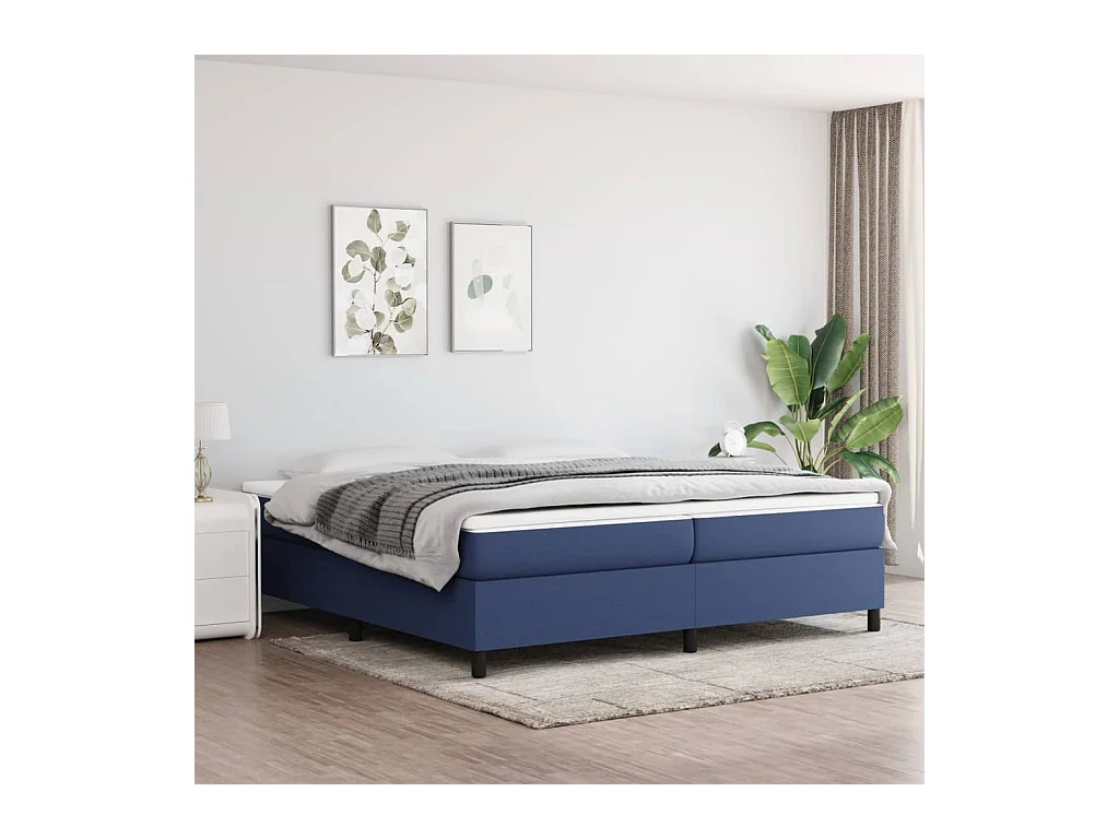 Lit adulte Bleu 200x200 cm Tissu BE1601