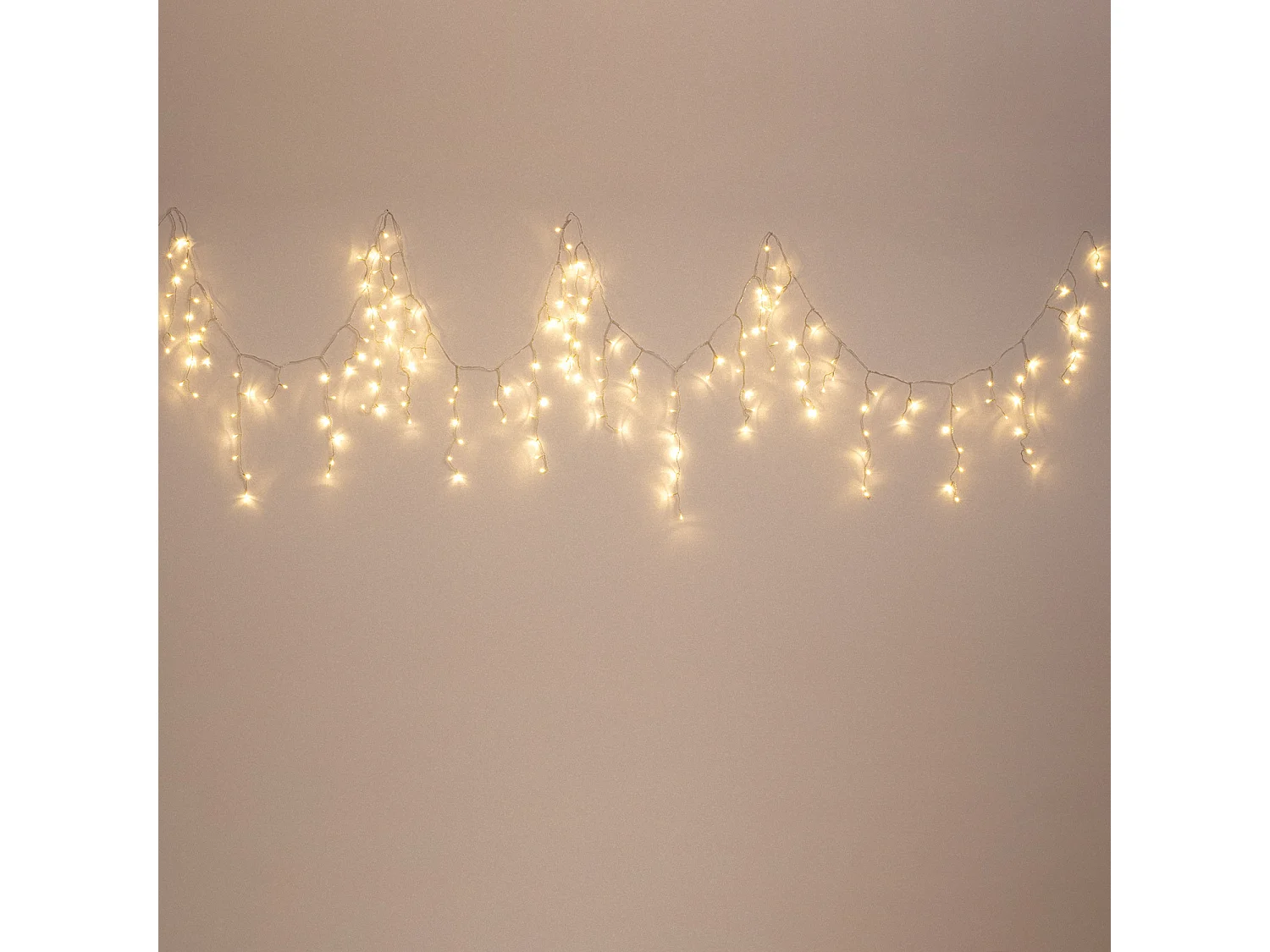 Tenda di Ghirlande LED per Esterni 6 m Trasparente Bianco Caldo 2700K