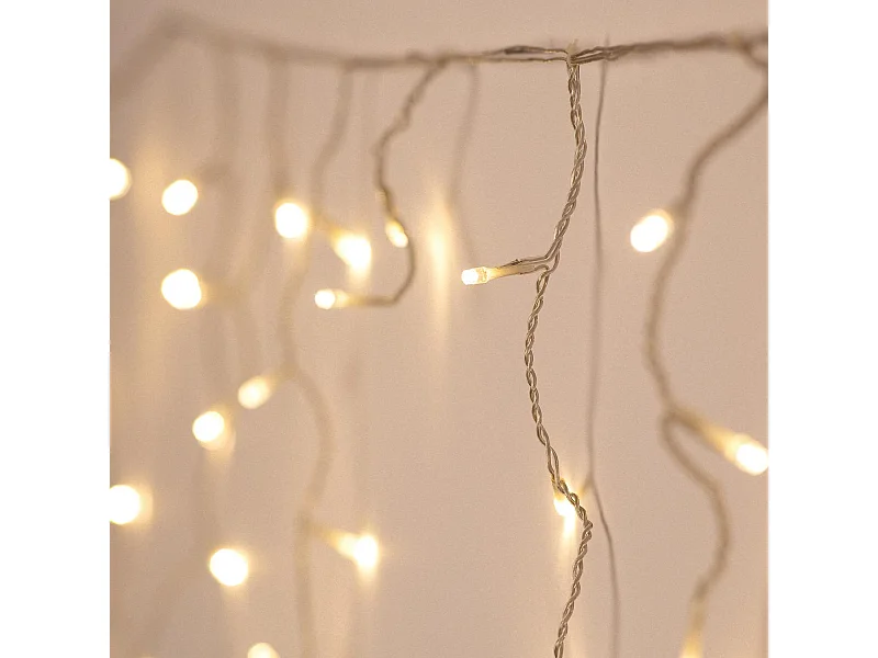 Tenda di Ghirlande LED per Esterni 6 m Trasparente Bianco Caldo 2700K