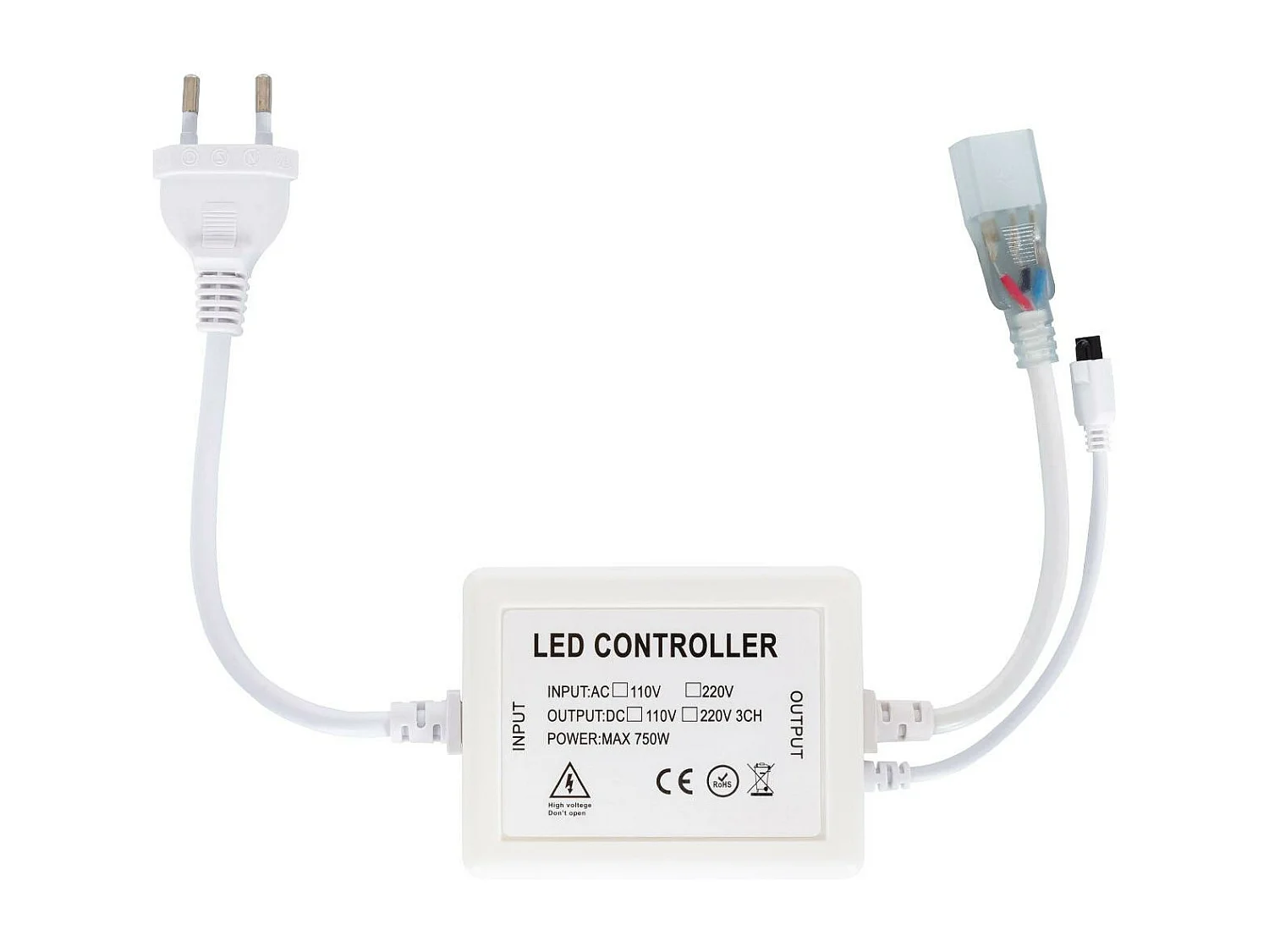Controlador Tira LED CCT 220V AC 220 LED/m IP67 Ancho 15mm Corte cada 100 cm con Control Remoto IR 23 Botones Blanco