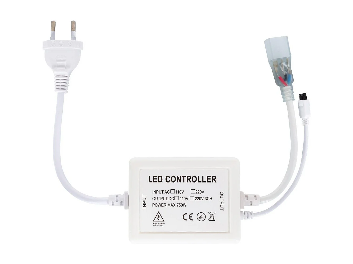 Controlador Tira LED CCT 220V AC 220 LED/m IP67 Ancho 15mm Corte cada 100 cm con Control Remoto IR 23 Botones Blanco