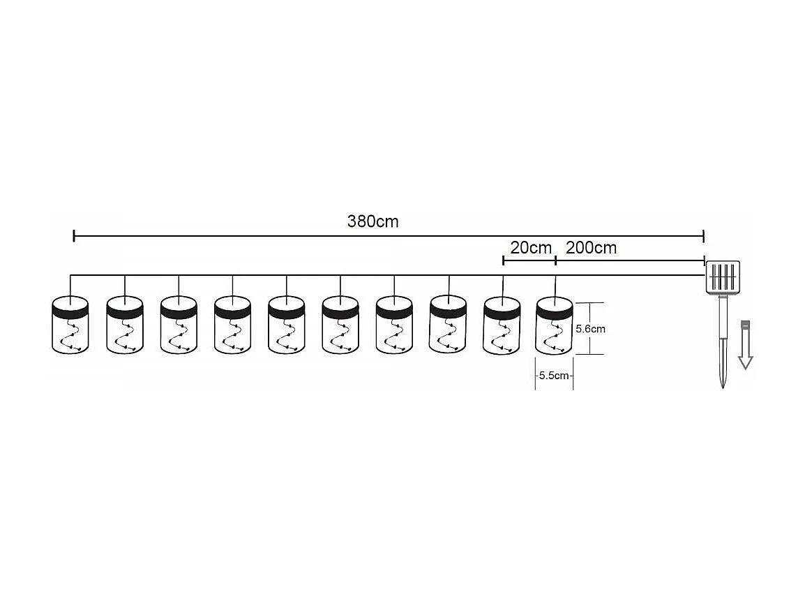 Guirlande LED Extérieure Solaire Tarros 2m Noir