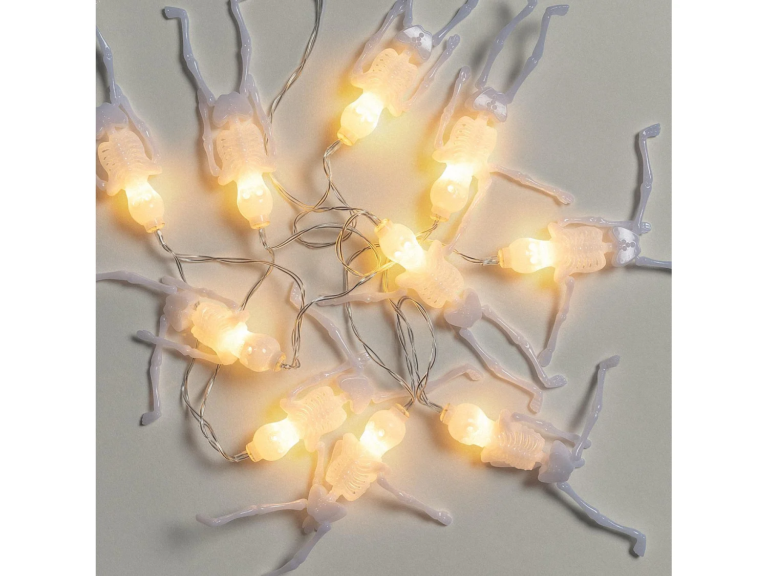 Ghirlanda LED Scheletri di Halloween con Batteria 1,65m Bianco Caldo 2700K