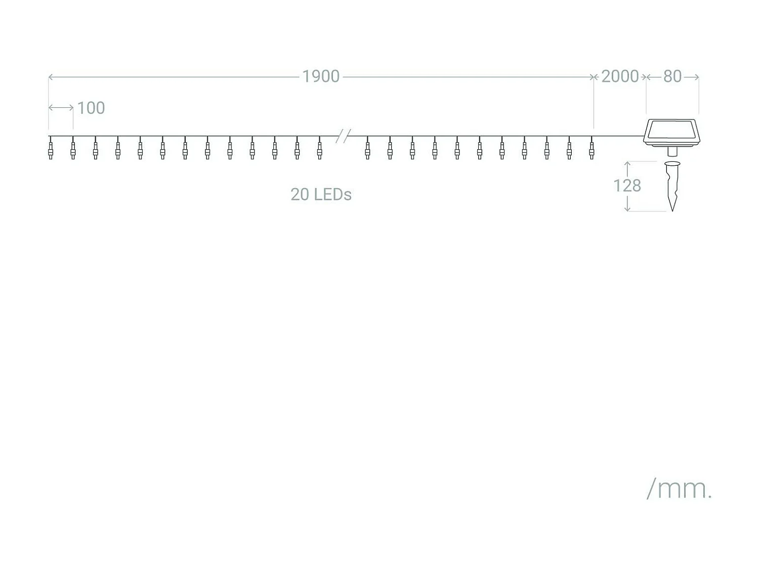 Ghirlanda LED Solare per Esterni Lilac 2m 3000K Bianco Caldo