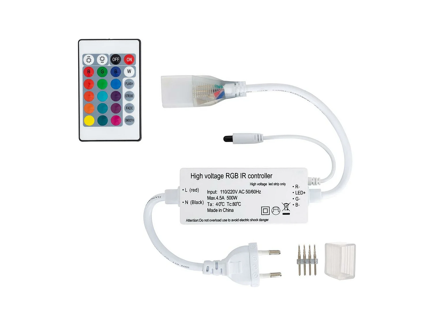 Controller Striscia LED Neon 11 W/m RGB 220V AC 60 LED/m Semicircolare 180º IP67 Taglio 100cm Bianco