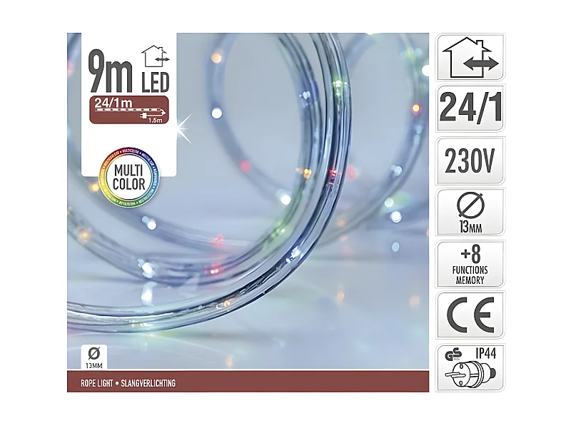 Bobina 9m Tubo Flessibile per Esterni LED RGB Rotondo 8 Modalità RGB