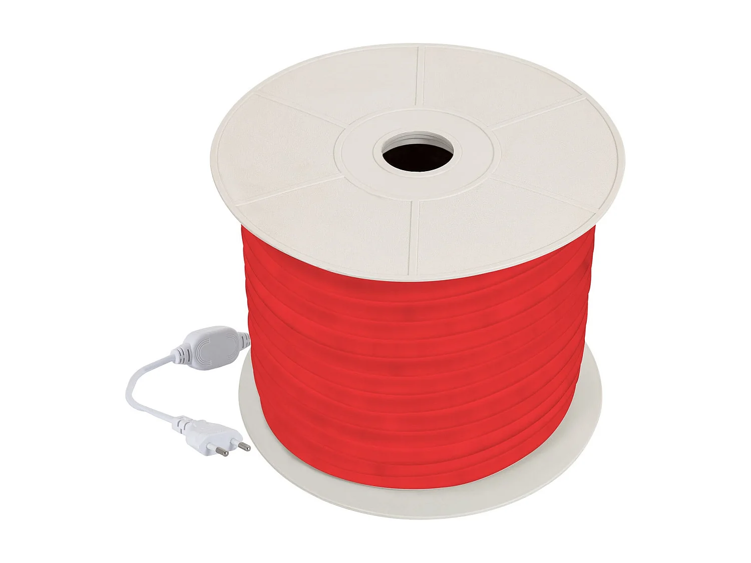 Bobina 50m Striscia LED Neon Regolabile 220V Rosso Circolare 360 9W/m IP67 Taglio 100cm Rosso