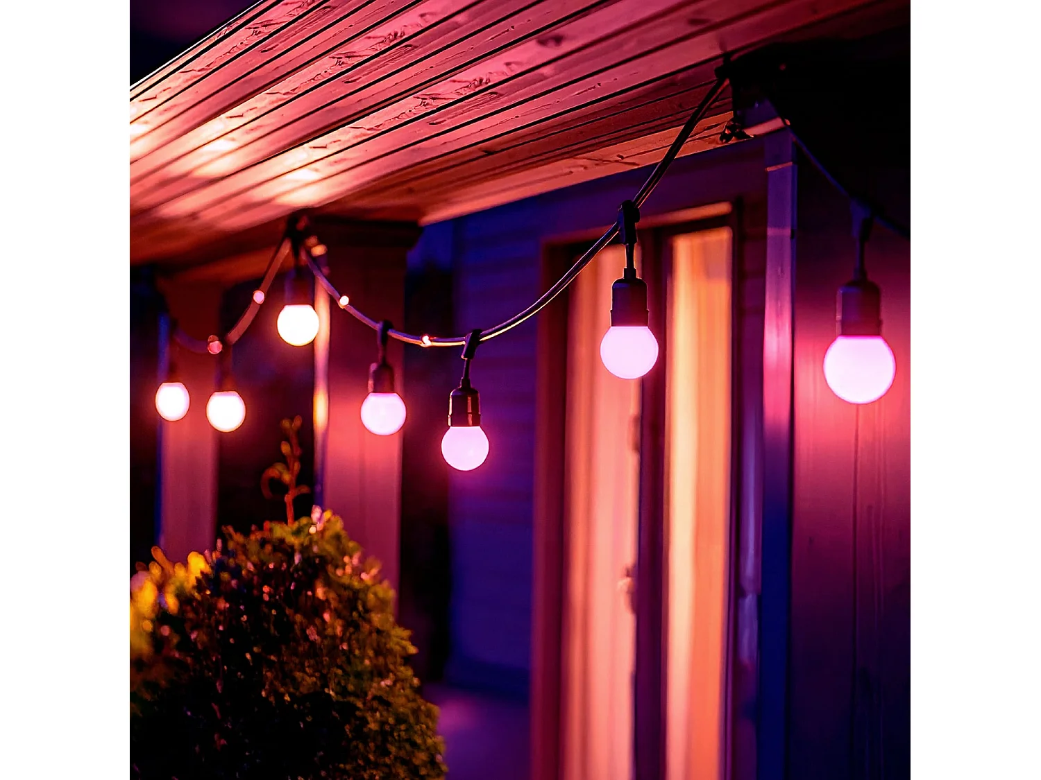 Guirnalda Exterior con Bombillas LED E27 5.5m IP65 Negro Rosa