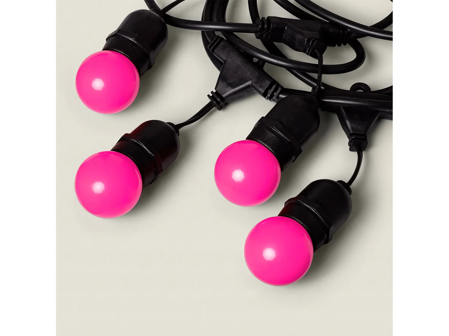 Guirnalda Exterior con Bombillas LED E27 5.5m IP65 Negro Rosa