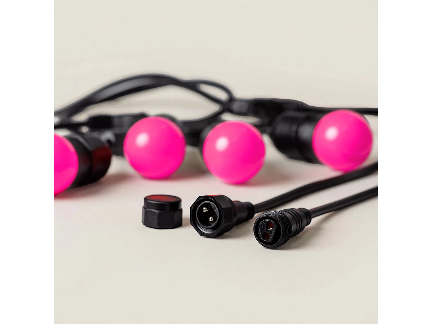 Guirnalda Exterior con Bombillas LED E27 5.5m IP65 Negro Rosa
