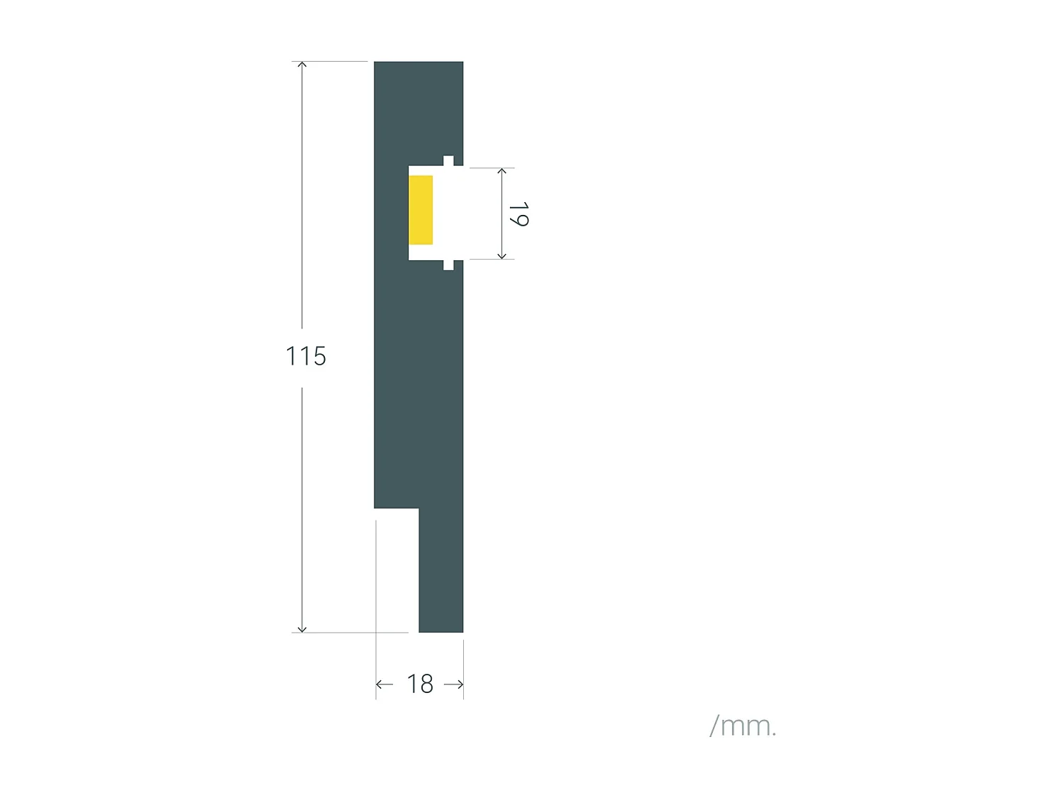 Moulure Plinthe pour Ruban LED Modern avec Capot Continu 10 m