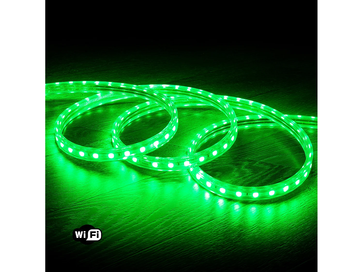 Ledkia Ruban LED WiFi 220V AC 60LED/m Vert IP65 sur Mesure Largeur 14mm Coupe tous les 100cm