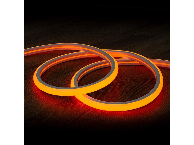 Striscia LED Neon Regolabile 220V Arancione Semicircolare 180 7.5W/m IP67 Taglio 100cm 4 m