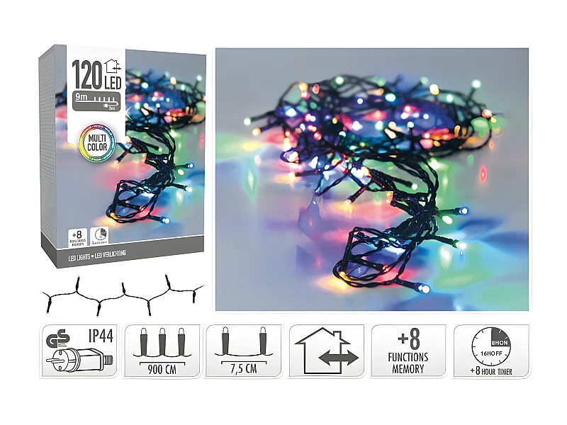 Guirlande LED Extérieure Câble Noir RGB 9m RGB