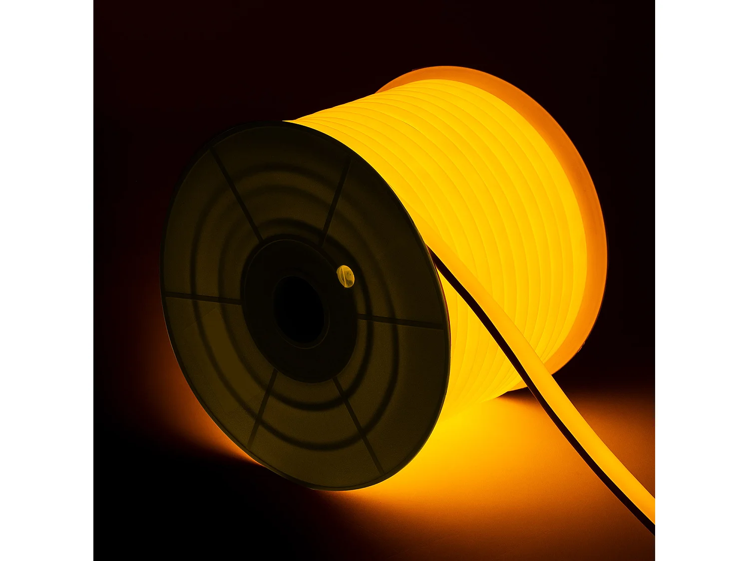 Gaine Néon LED Flexible Dimmable 7.5W/m 220V AC 120LED/m Semi-circulaire 180° Jaune IP67 sur Mesure Coupe Tous les 100cm 14 m