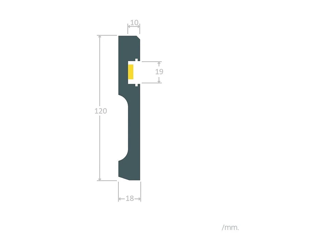 Moulure Plinthe pour Ruban LED Classic avec Capot Continu 10 m