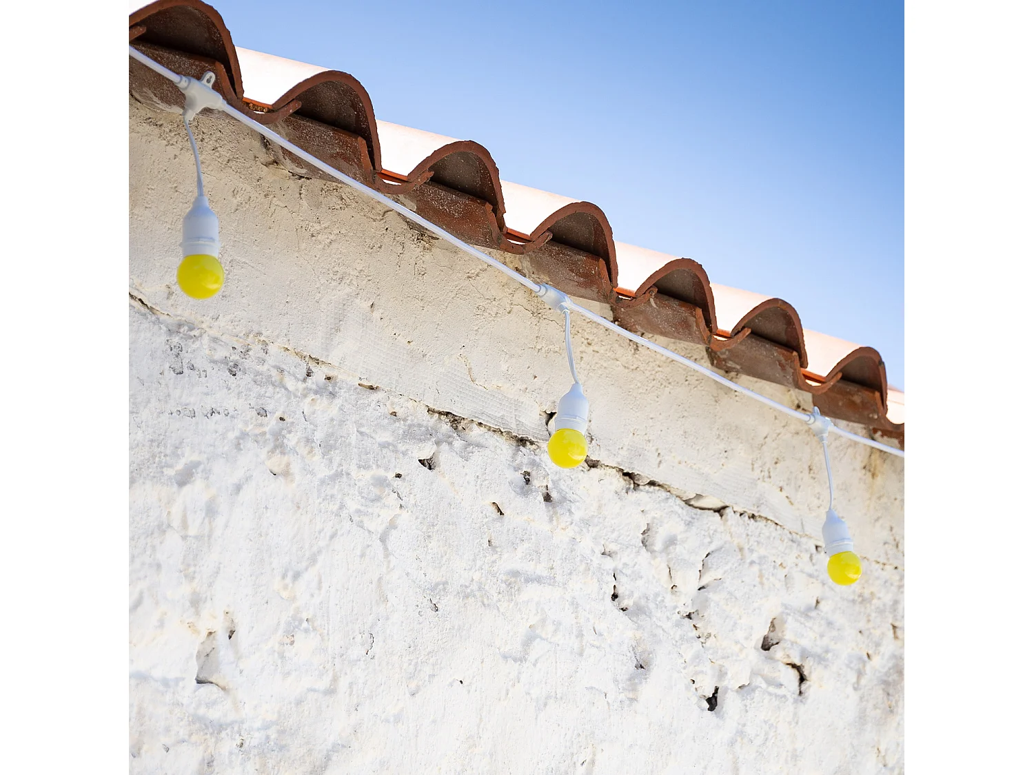 Guirnalda Exterior con Bombillas LED E27 5.5m IP65 Blanco Amarillo
