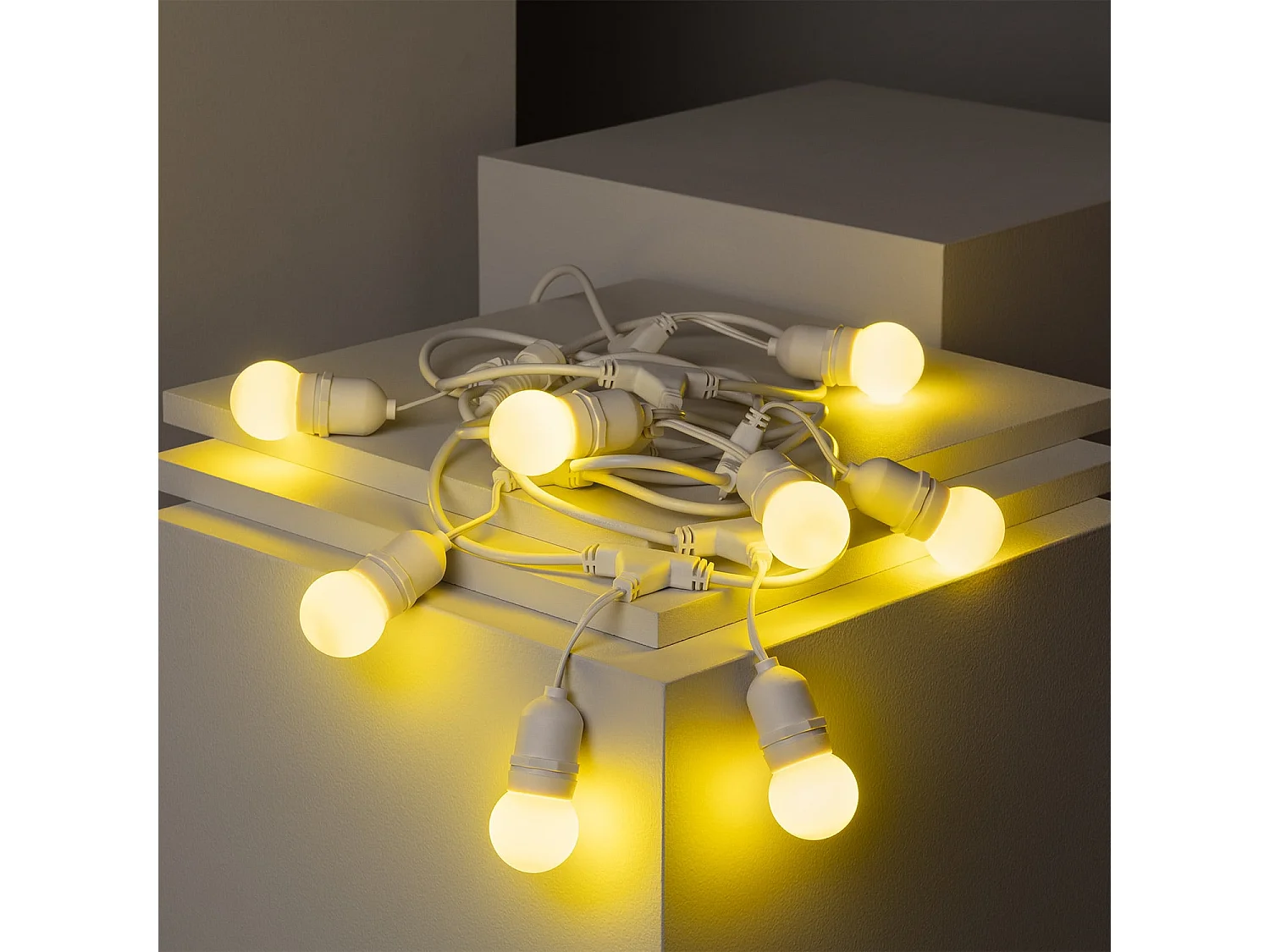 Guirnalda Exterior con Bombillas LED E27 5.5m IP65 Blanco Amarillo