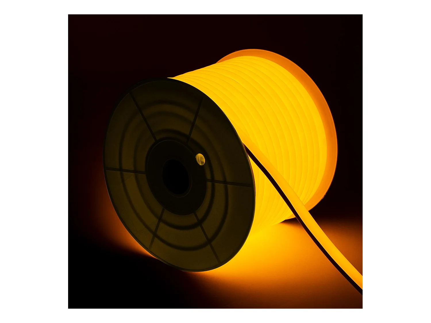 Ruban LED Néon Dimmable 220V BOBINE 50m Jaune Semi-Circulaire 180 7.5W/m Coupe 100cm IP67 Jaune