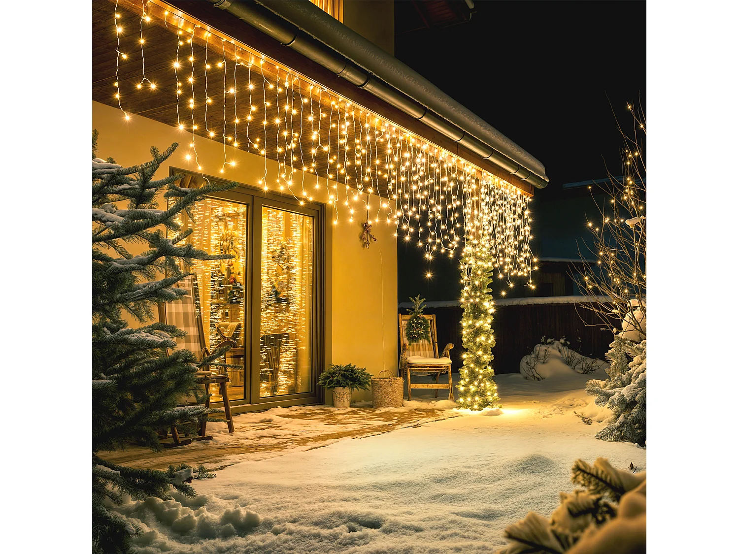 Rideau de Guirlande LED 3m 3000K Blanc chaud