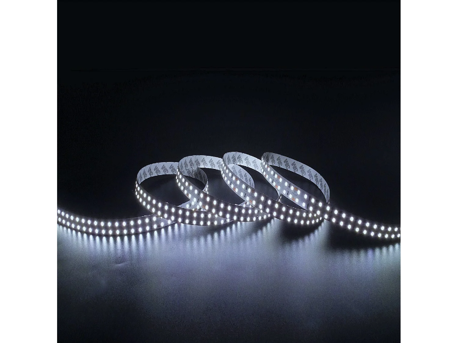 Ruban LED 12V SMD 204 LED/m 5m 17.5W/m 1700lm/m Double Largeur 14mm Coupe tous les 3cm IP20 5000K Blanc froid