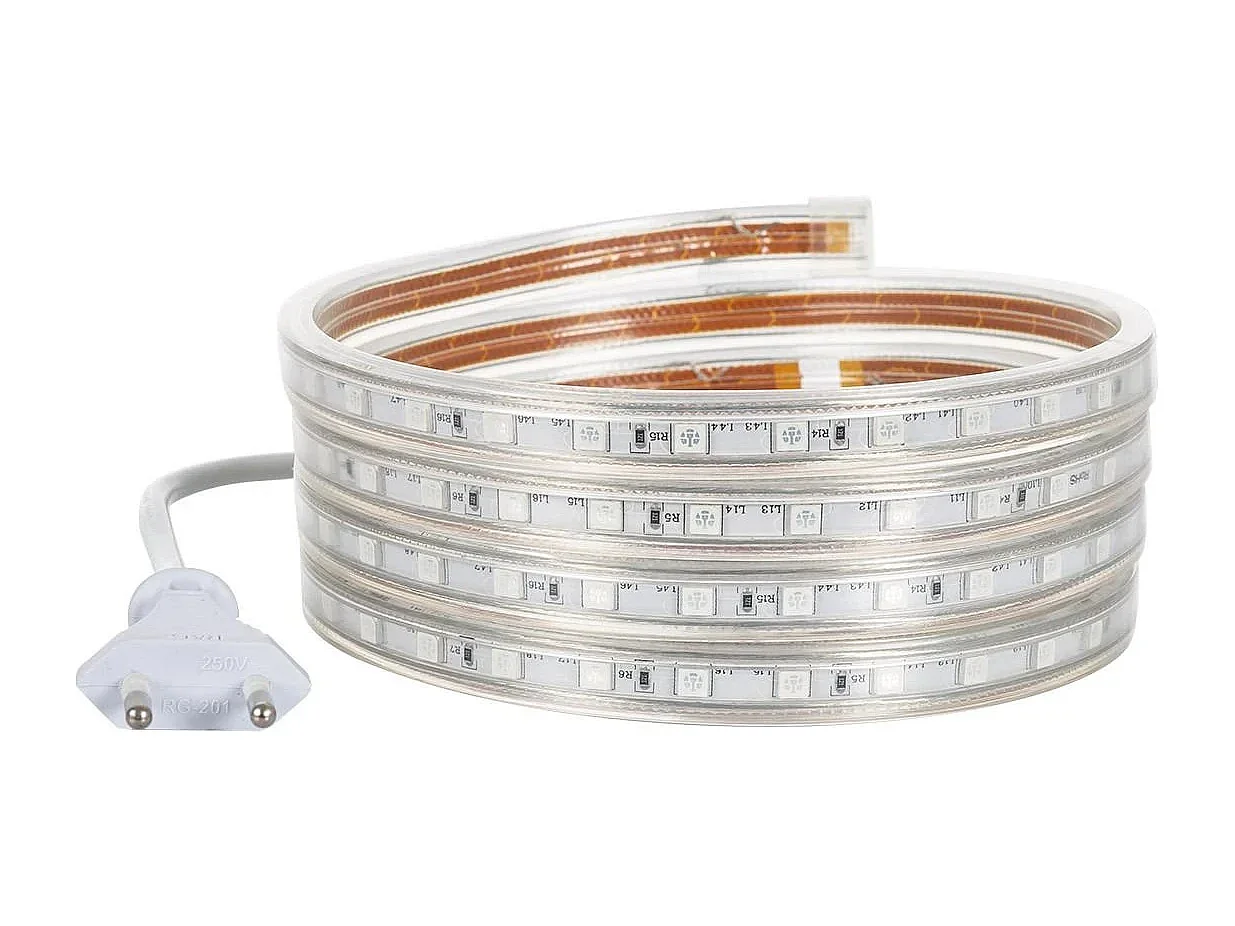 Ruban LED Dimmable 220V AC 60LED/m Rouge IP65 sur Mesure Largeur 14mm Coupe tous les 100cm