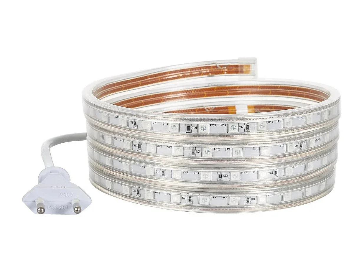 Ruban LED Dimmable 220V AC 60LED/m Rouge IP65 sur Mesure Largeur 14mm Coupe tous les 100cm