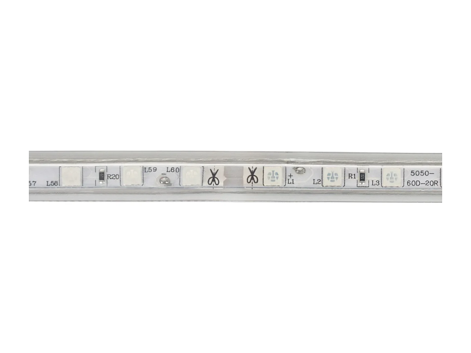 Ruban LED Dimmable 220V AC 60LED/m Rouge IP65 sur Mesure Largeur 14mm Coupe tous les 100cm