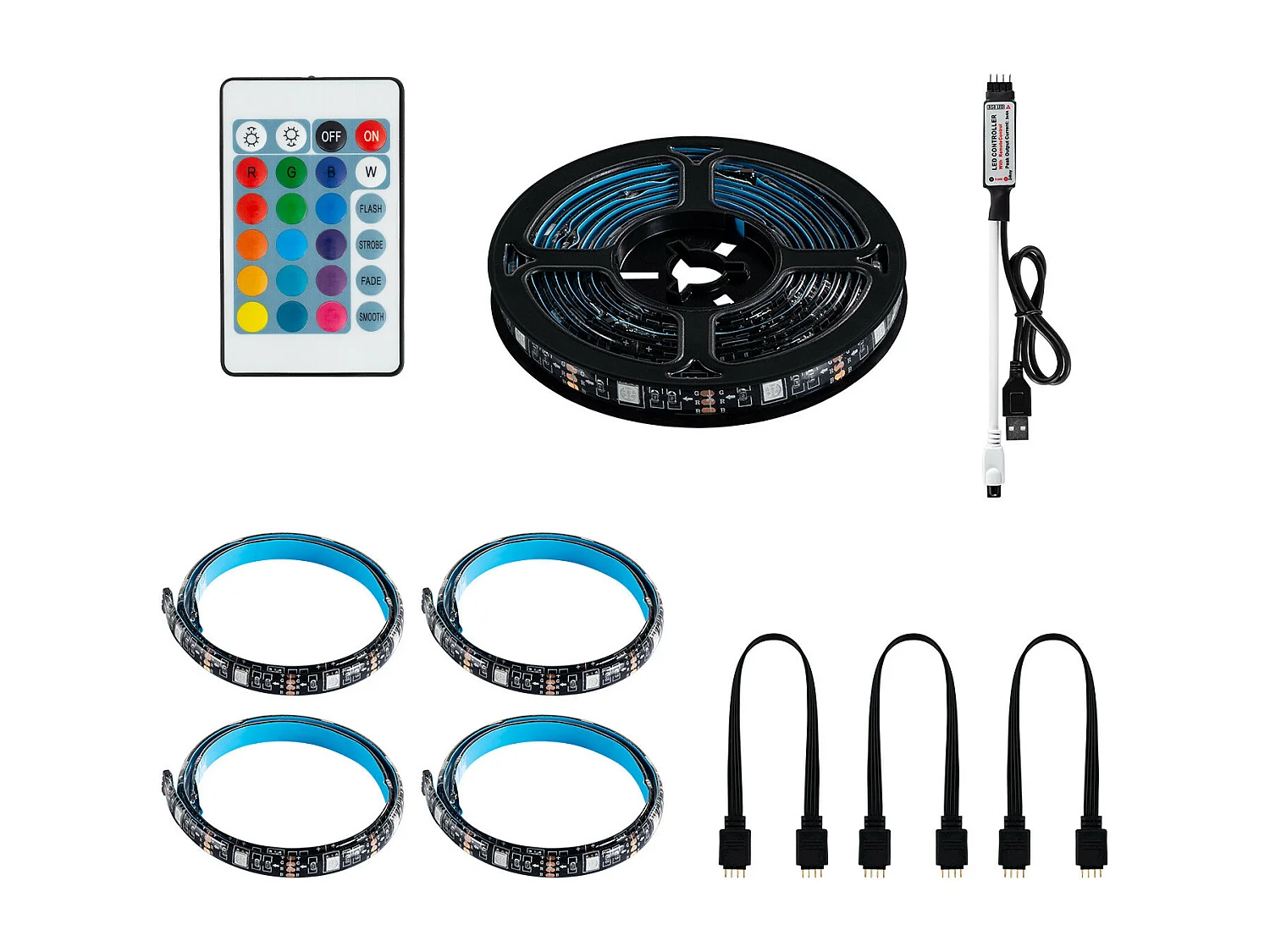 Ruban LED 5V RGB 30 LED/m 2m IP65 Kit avec USB pour Télévision RGB