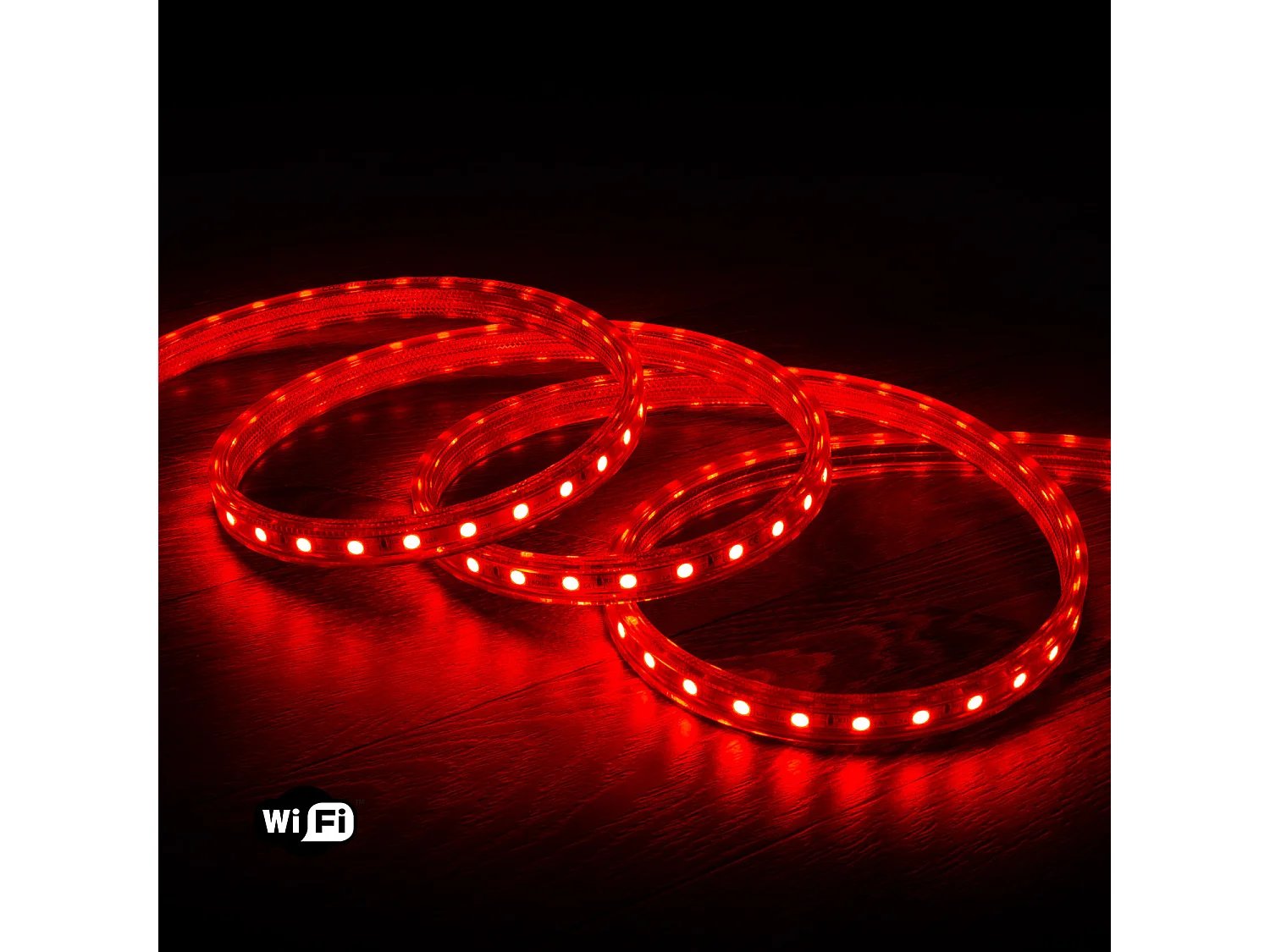 Ledkia Ruban LED WiFi 220V AC 60LED/m Rouge IP65 sur Mesure Largeur 14mm Coupe tous les 100cm