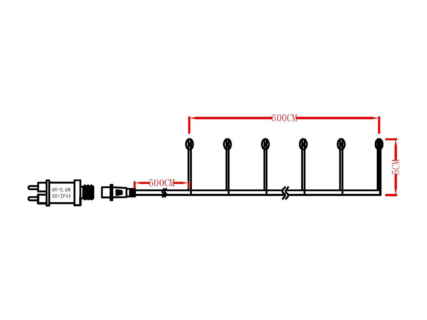 Guirlande Extérieure LED Piner 6m  3000K Blanc chaud