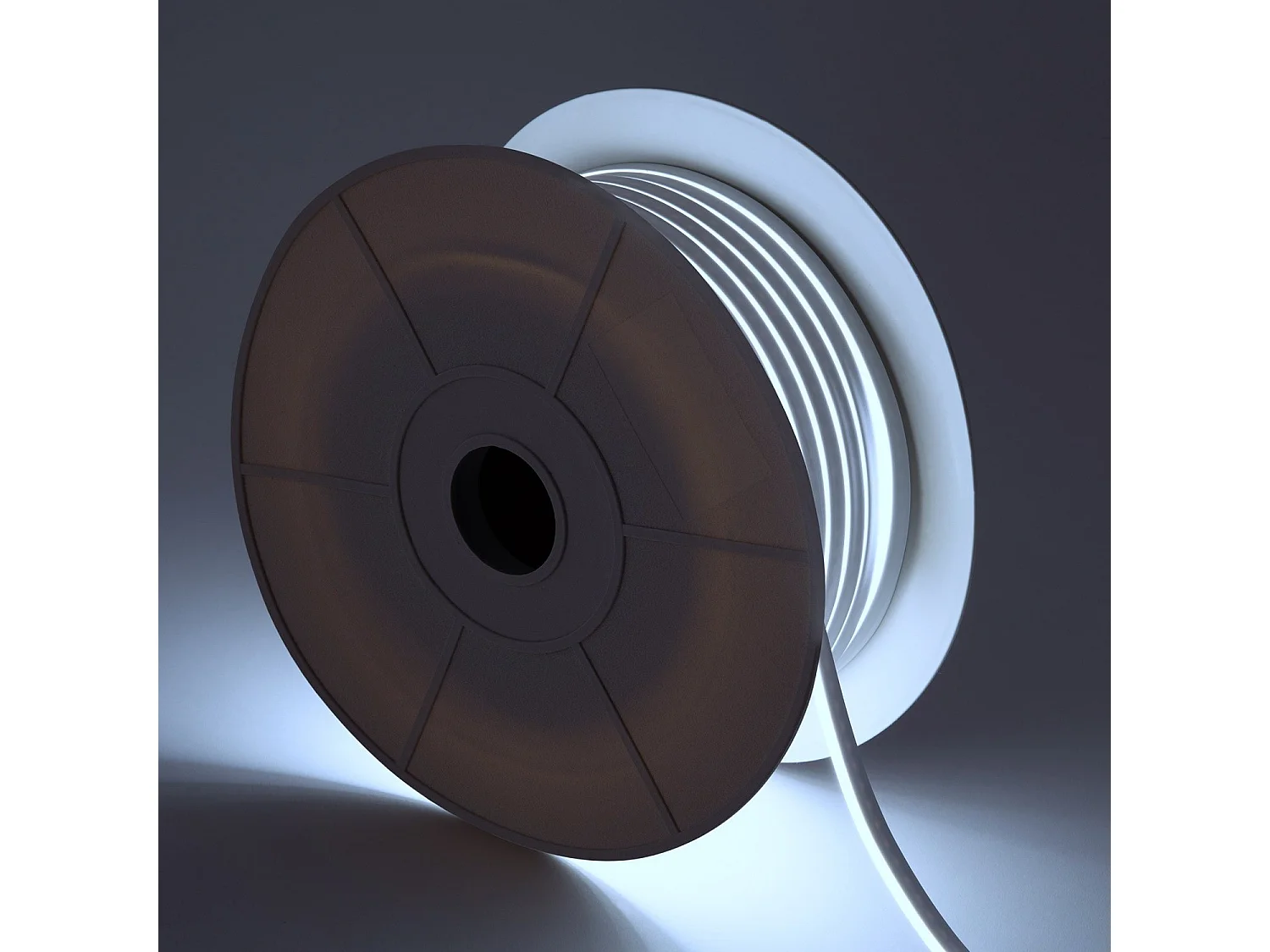 Tira LED Neón 24V Bobina 50m 9.5W/m Corte 5cm IP65 N-FLEX6 Blanco Frío