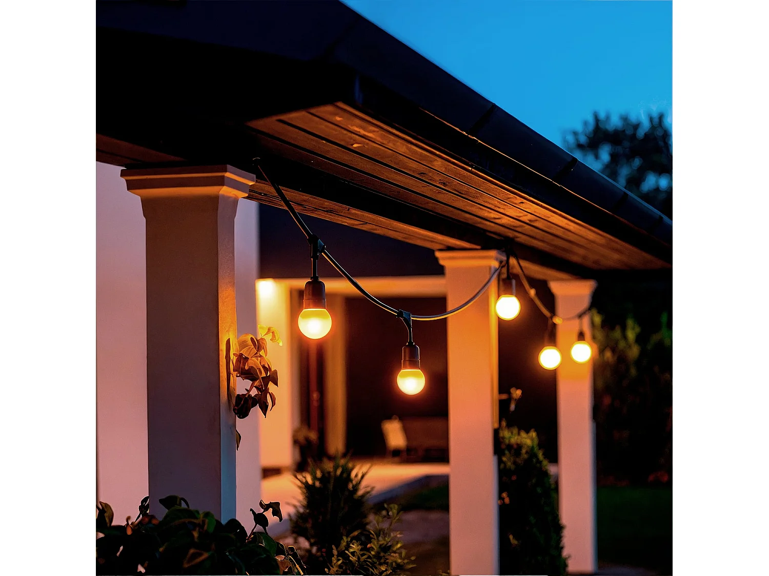 Guirnalda Exterior con Bombillas LED E27 5.5m IP65 Negro Naranja