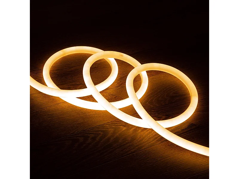 Striscia LED Neon Regolabile 220V Bianco Caldo Circolare 360 9W/m IP67 Taglio 100cm 5 m