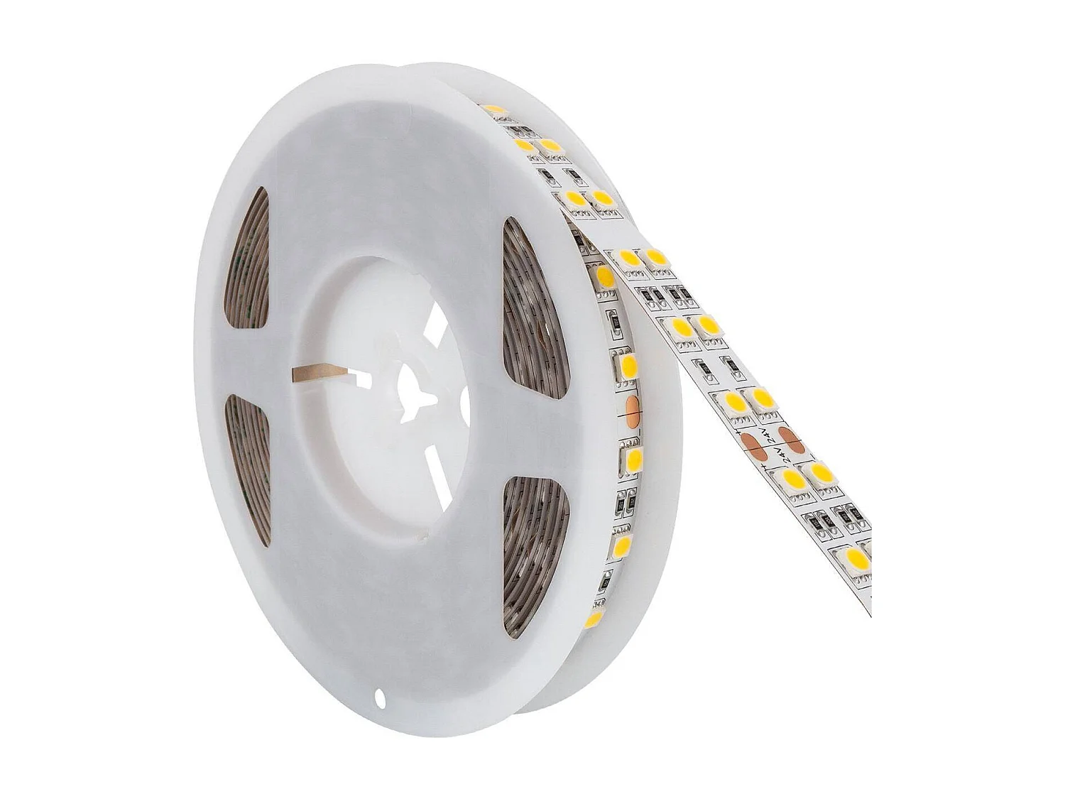 Bobina 5m Striscia LED Doppia 24V SMD 120 LED/m 17W/m 2640lm/m Larga 15mm IP20 Taglio 10cm 6000K - 6500K Bianco Freddo