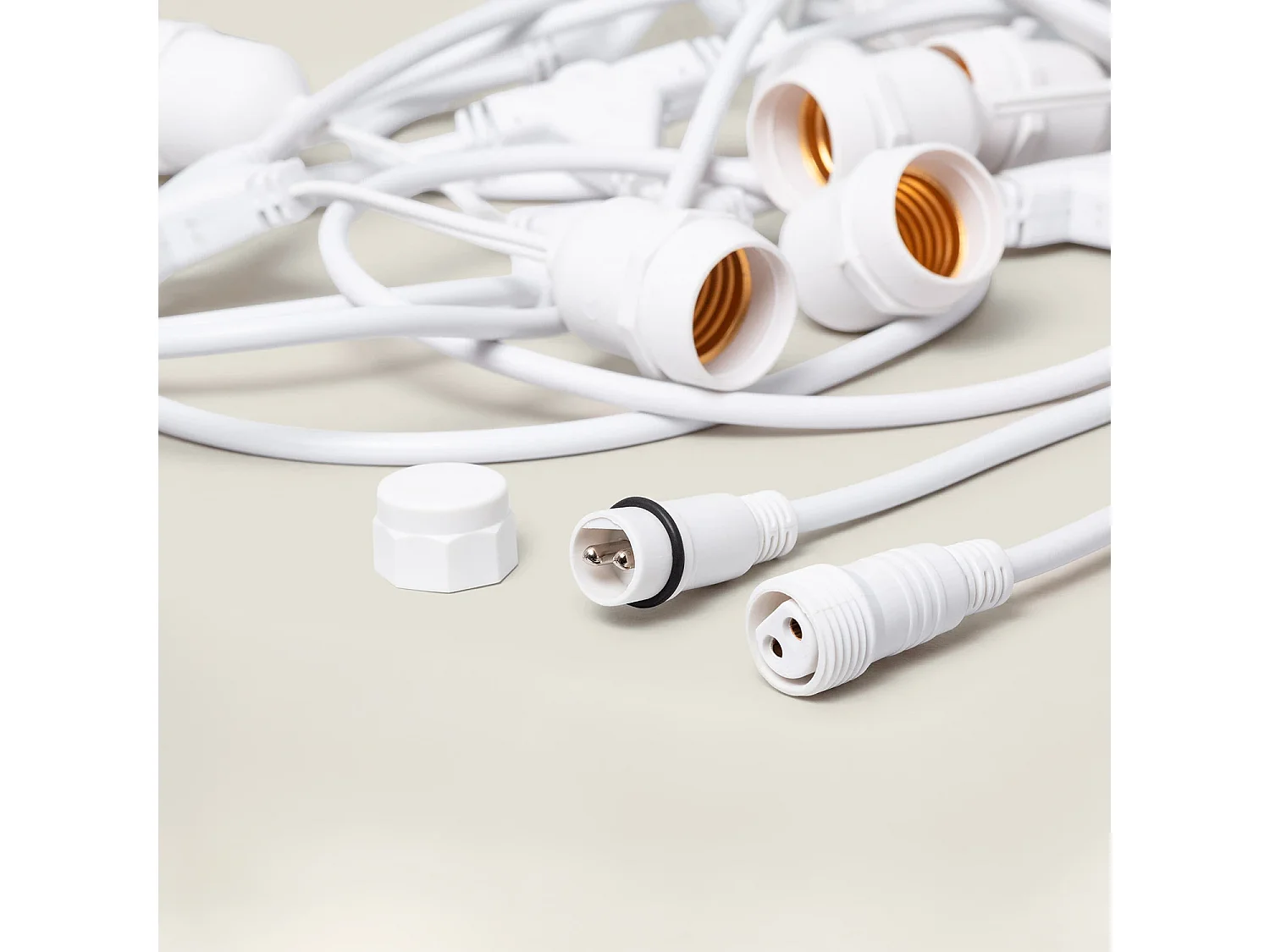 Ghirlanda per Esterni con 8 Portalampade E27 5.5m Bianco IP65 Bianco