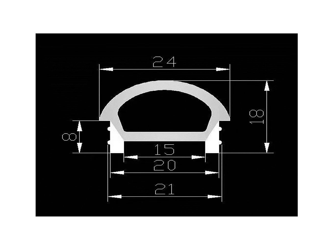 Perfil Neón SFLEX 24x18 Superficie Semicircular Curva Vertical para Tira LED IP20 hasta 15 mm 2 m