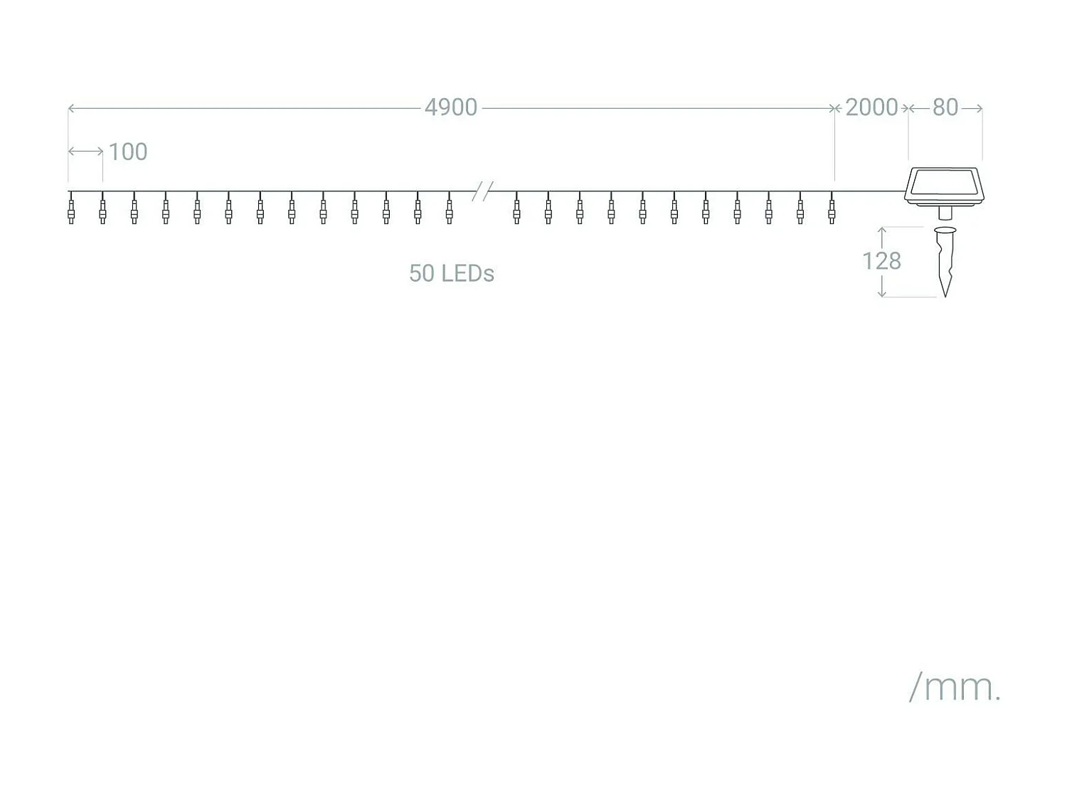 Ghirnalda LED Solare Per Esterni Lilac 5m 3000K Bianco Caldo