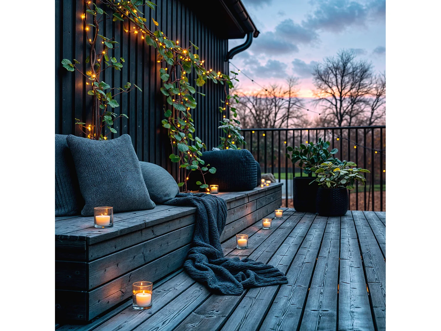 Guirlande LED Extérieure Solaire Lilas 5m  3000K Blanc chaud