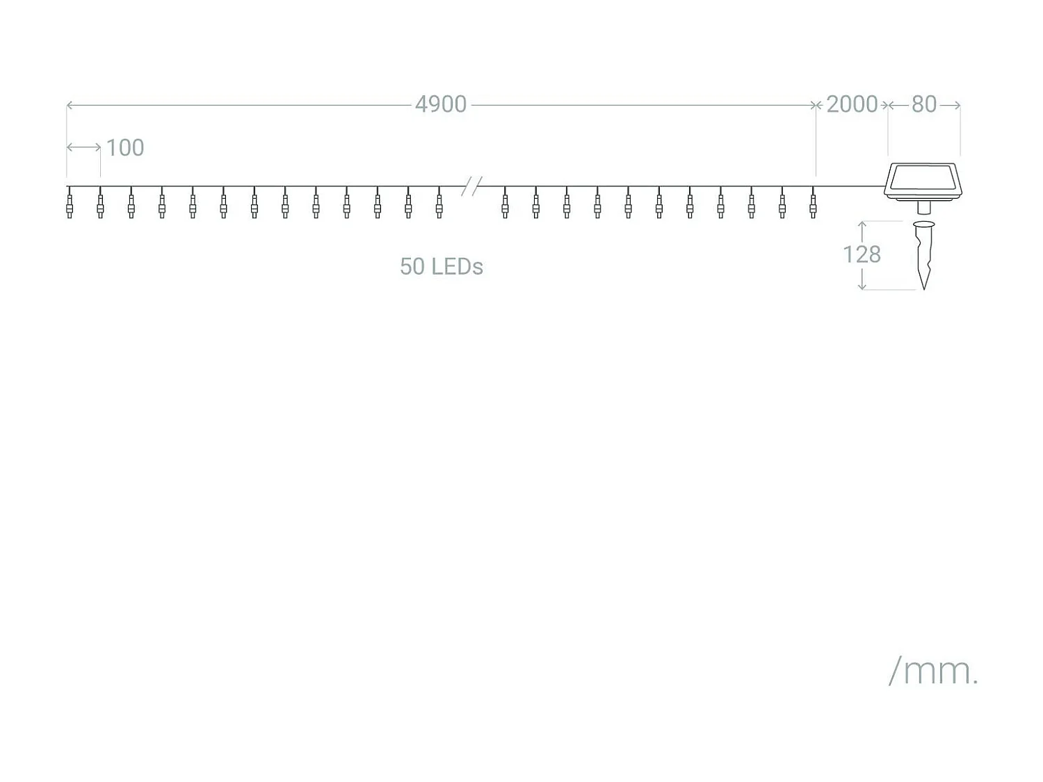 Guirlande LED Extérieure Solaire Lilas 5m  3000K Blanc chaud
