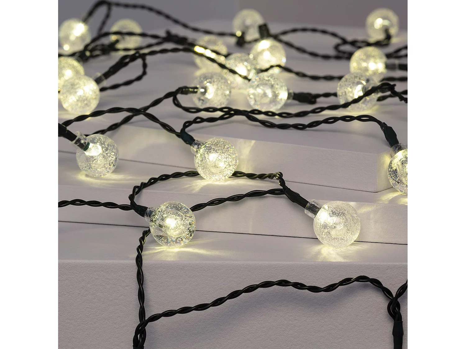 Guirlande LED Extérieure Solaire 30 Boules 5m 3000K Blanc chaud