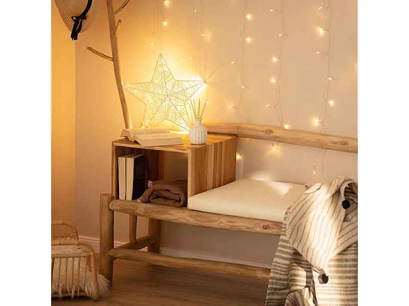 Stella con Ghirlanda di Luci LED Irawo 42x42 cm 3000K Bianco Caldo