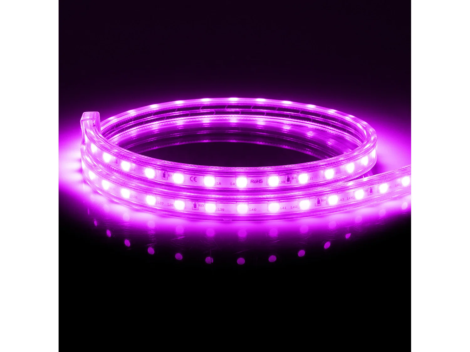 Tira LED 220V AC 60 LED/m Rosa IP65 a Medida Ancho 14mm Corte cada 100 cm 5 m