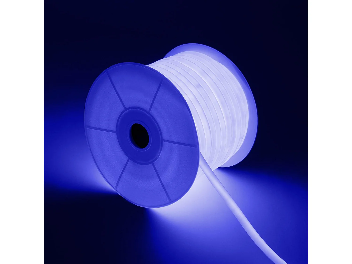 Bobina 50m Striscia LED Neon Regolabile 220V Blu Circolare 360 9W/m IP67 Taglio 100cm Blu