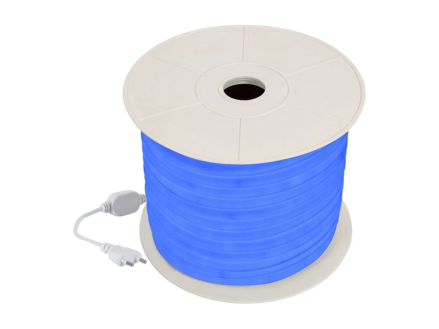 Bobina 50m Striscia LED Neon Regolabile 220V Blu Circolare 360 9W/m IP67 Taglio 100cm Blu
