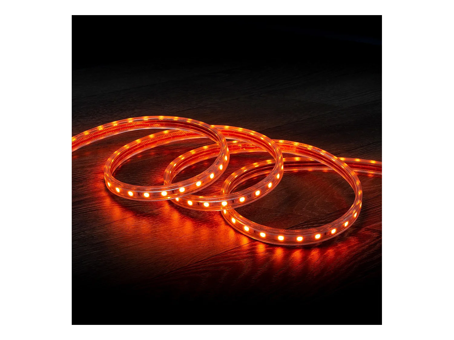 Ruban LED 220V 60 LED/m 3 Mètres Orange 10W/m Largeur 14mm Coupe 100cm IP65 3 m