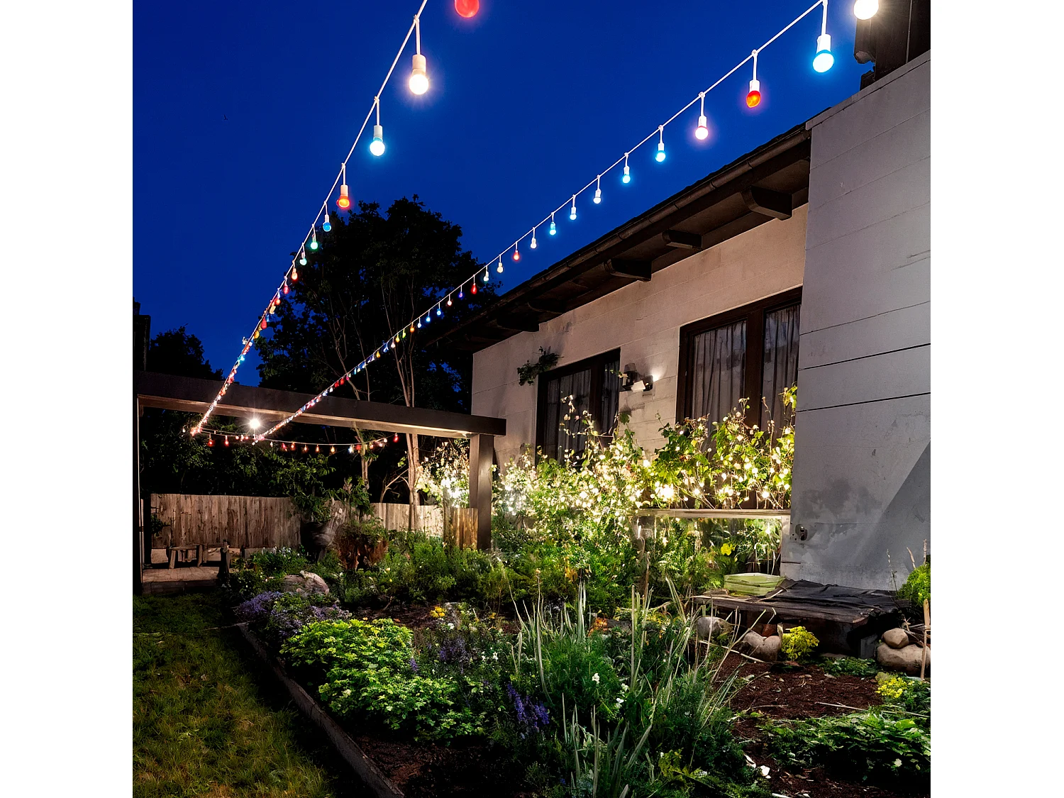 Guirnalda Exterior con Bombillas LED E27 5.5m IP65 Blanco Multicolor