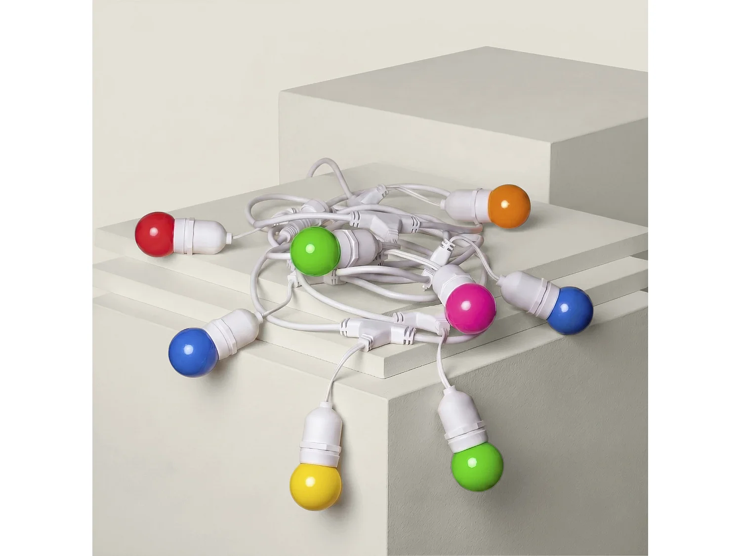 Guirnalda Exterior con Bombillas LED E27 5.5m IP65 Blanco Multicolor